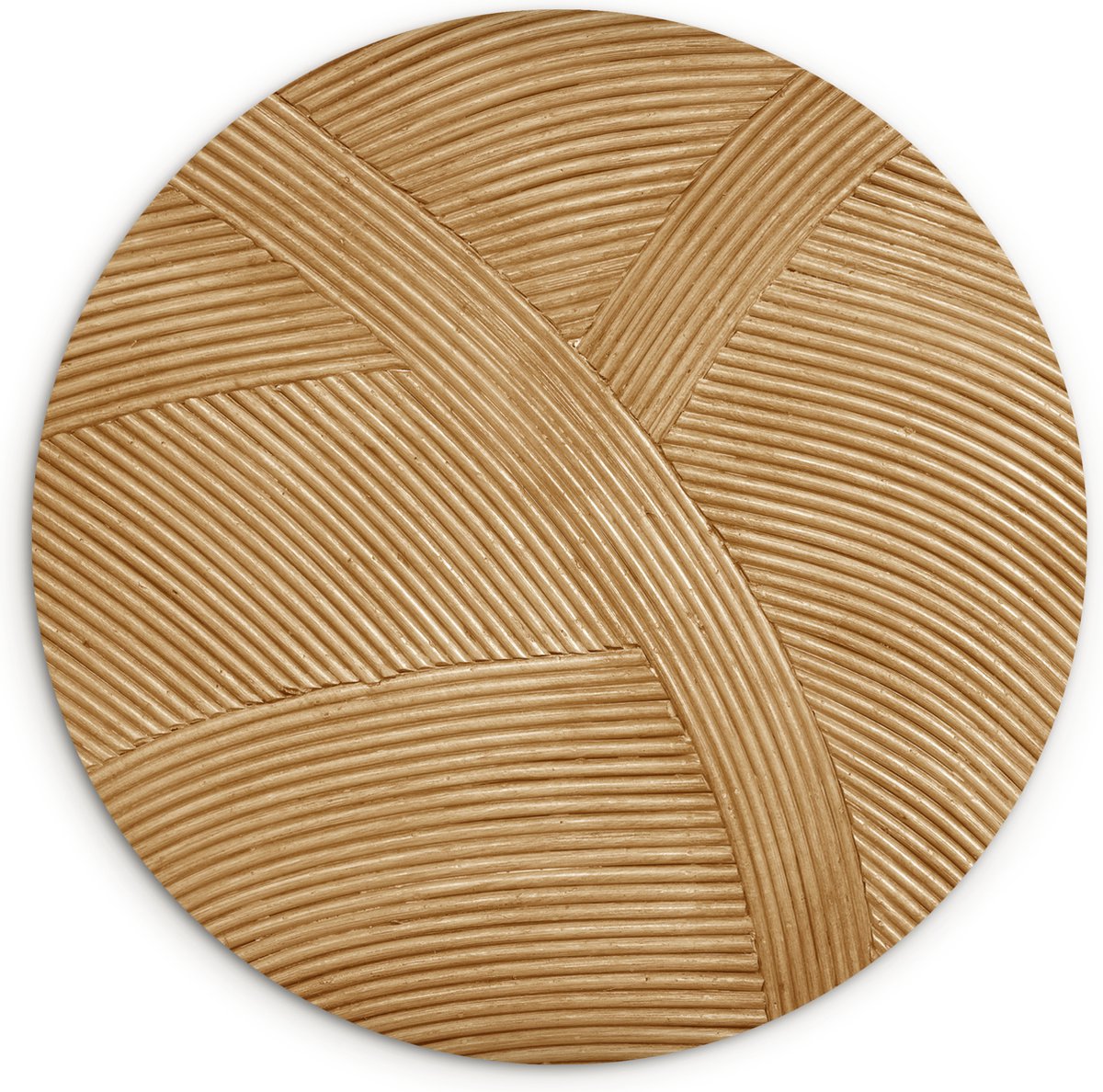 WallCircle® Wandcirkel 90 x 90 cm - Muurcirkel Structuur - Natuur - Rotan Kunst - Natuurlijk Modern - Muurdecoratie woonkamer - Wanddecoratie slaapkamer - Kamer decoratie accessoires - Ronde schilderijen - Woonaccessoires cirkel binnen