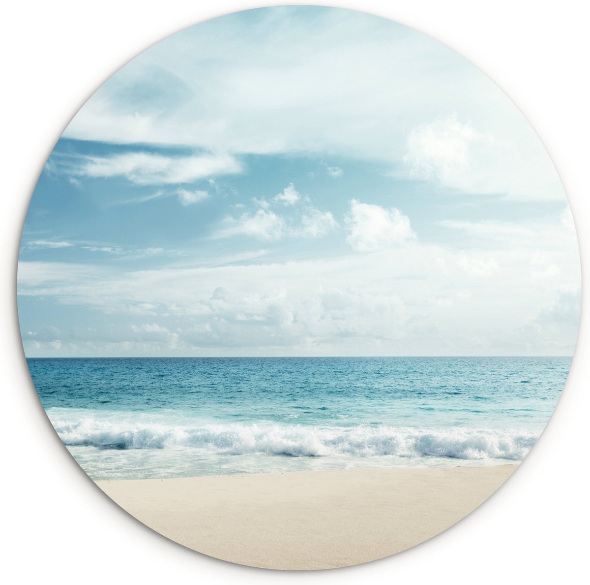 WallCircle - Wandcirkel 90x90 - Strand - Zee - Zomer - Ronde schilderijen woonkamer - Wandbord rond - Muurdecoratie cirkel - Kamer decoratie binnen - Wanddecoratie muurcirkel - Woonaccessoires