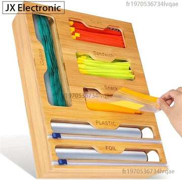 MartiCo® Keuken Organizer - 100% Bamboe - Ruimtebesparend - Folie en Wrap - Hangbaar