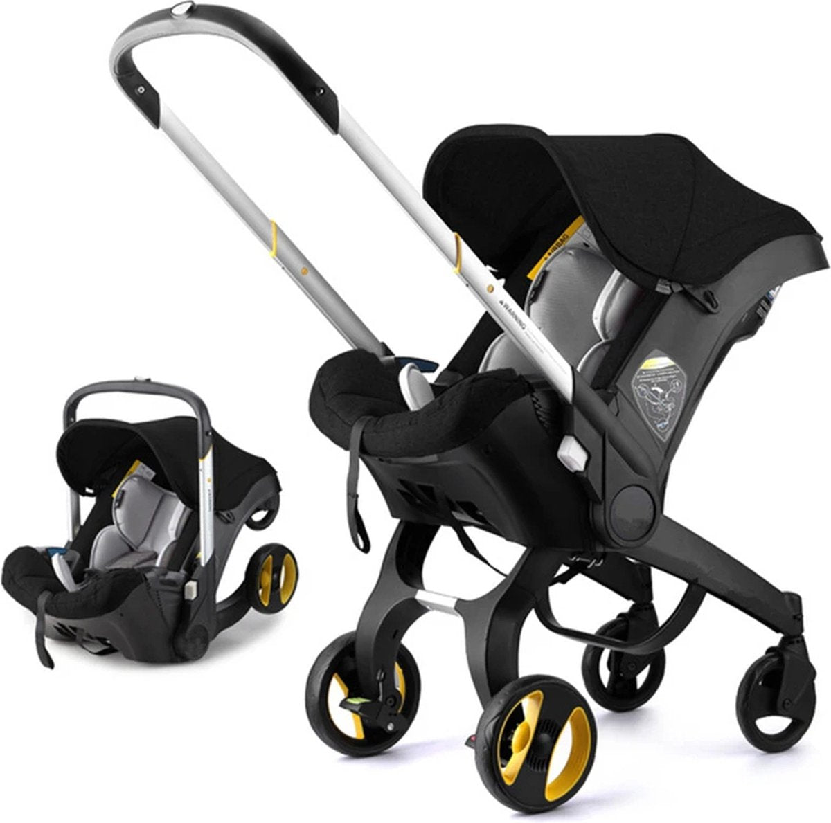 Luxe 3-in-1 Kinderwagen - Kinderwagen - Wandelwagen - Autostoeltje - Buggy - Inklapbaar - Zwart - 0-36 Maanden