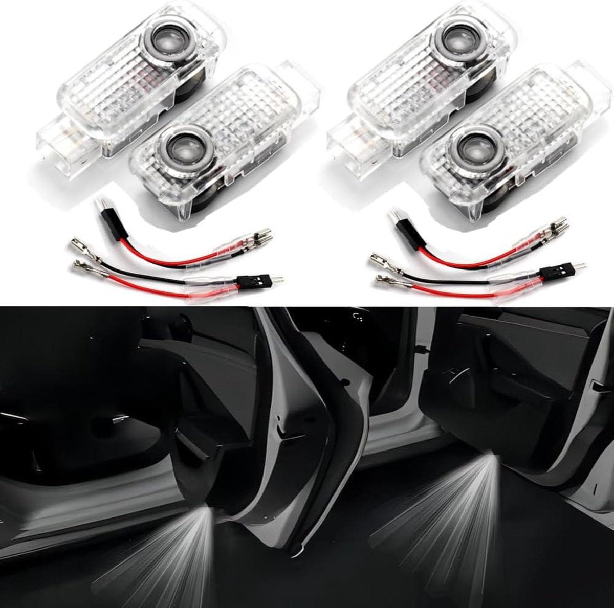 Autodeurverlichting logo-projector 4 stuks compatibel met Audi modellen A1-A8, Q2-Q8, TT, R8 - auto-accessoires met HD LED welkom projectorverlichting auto accessoires