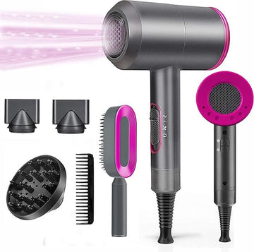 2000 W Ionic Blow Dryer met concentrator en diffuser - verbeterde krullen en golven - frizz reductie - professionele draagbare reishaardroger - normaal krullend haar Haardroger