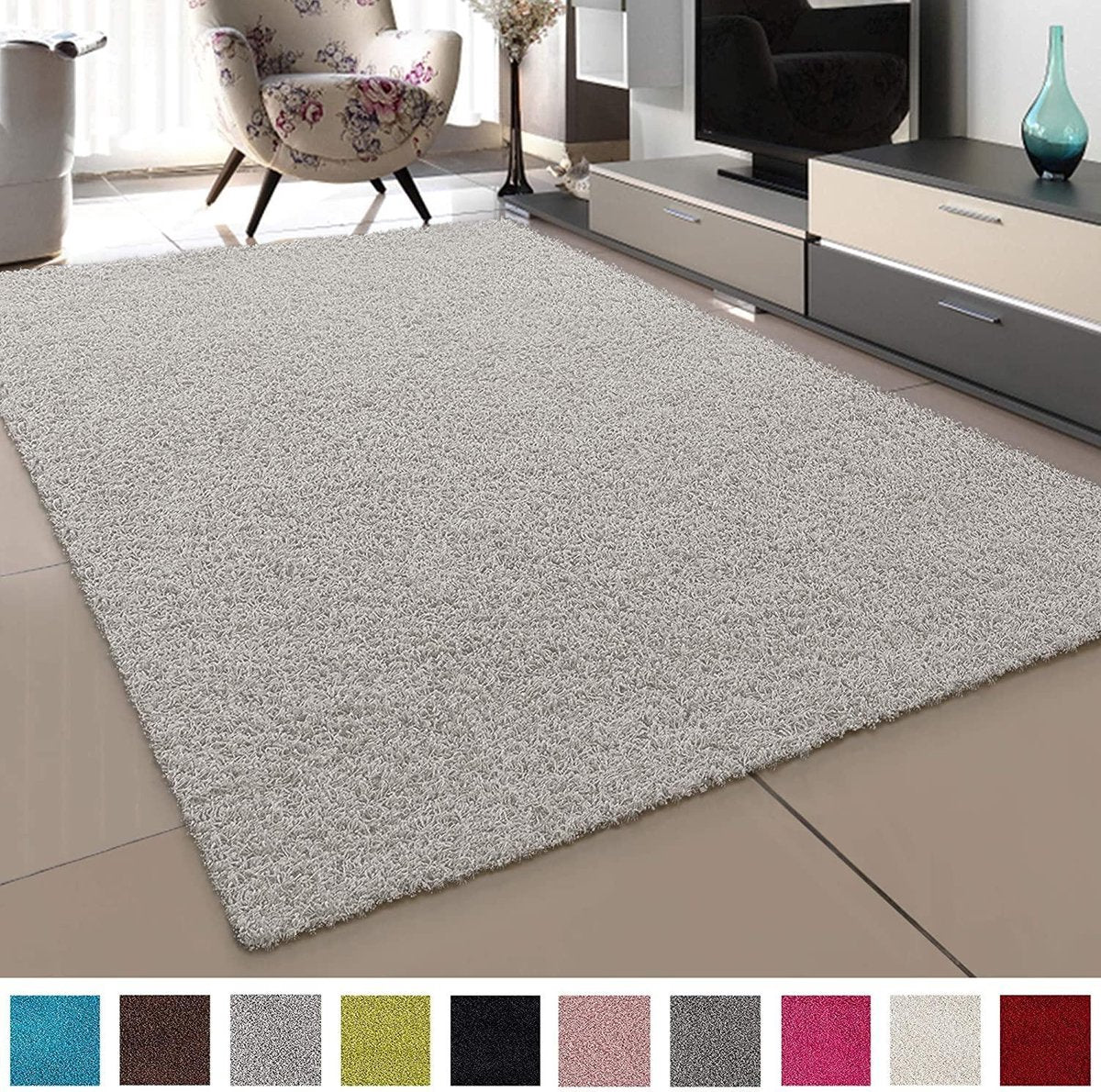 Loca Shaggy Vloerkleed Creme - 200x290 CM - Vloerkleed Hoogpolig - Tapijt Woonkamer, Slaapkamer