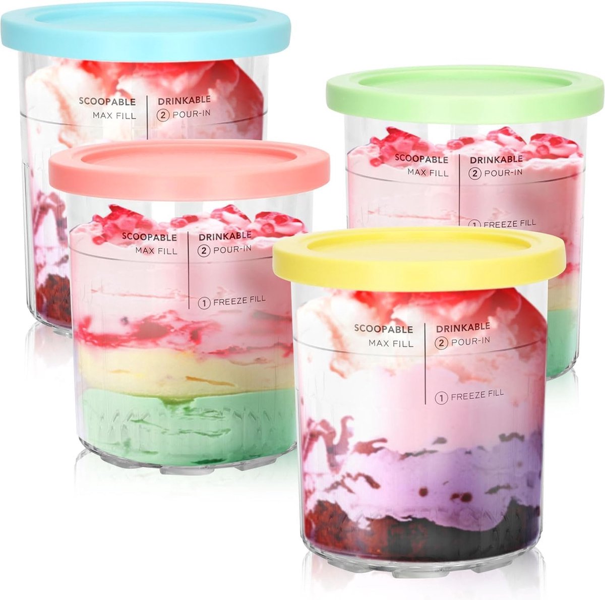 Ninja Creami Deluxe container, bakjes, bekers, vervanging geschikt voor Ninja Creami DELUXE Pint 680ml NC501 en Ninja - NC501 & NC500 - lekbestendige ijscontainer, vaatwasserbestendig