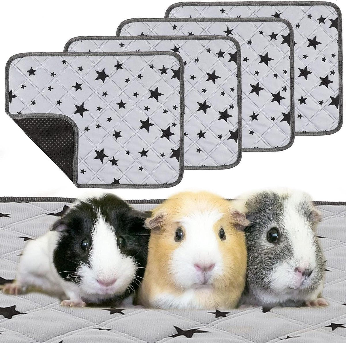 Caviakooi voeringen - cavia fleece beddengoed - absorberende cavia accessoires - herbruikbaar wasbaar - plas pad antislip - cavia-matten - kooien met patronen - 24 x 18 inch