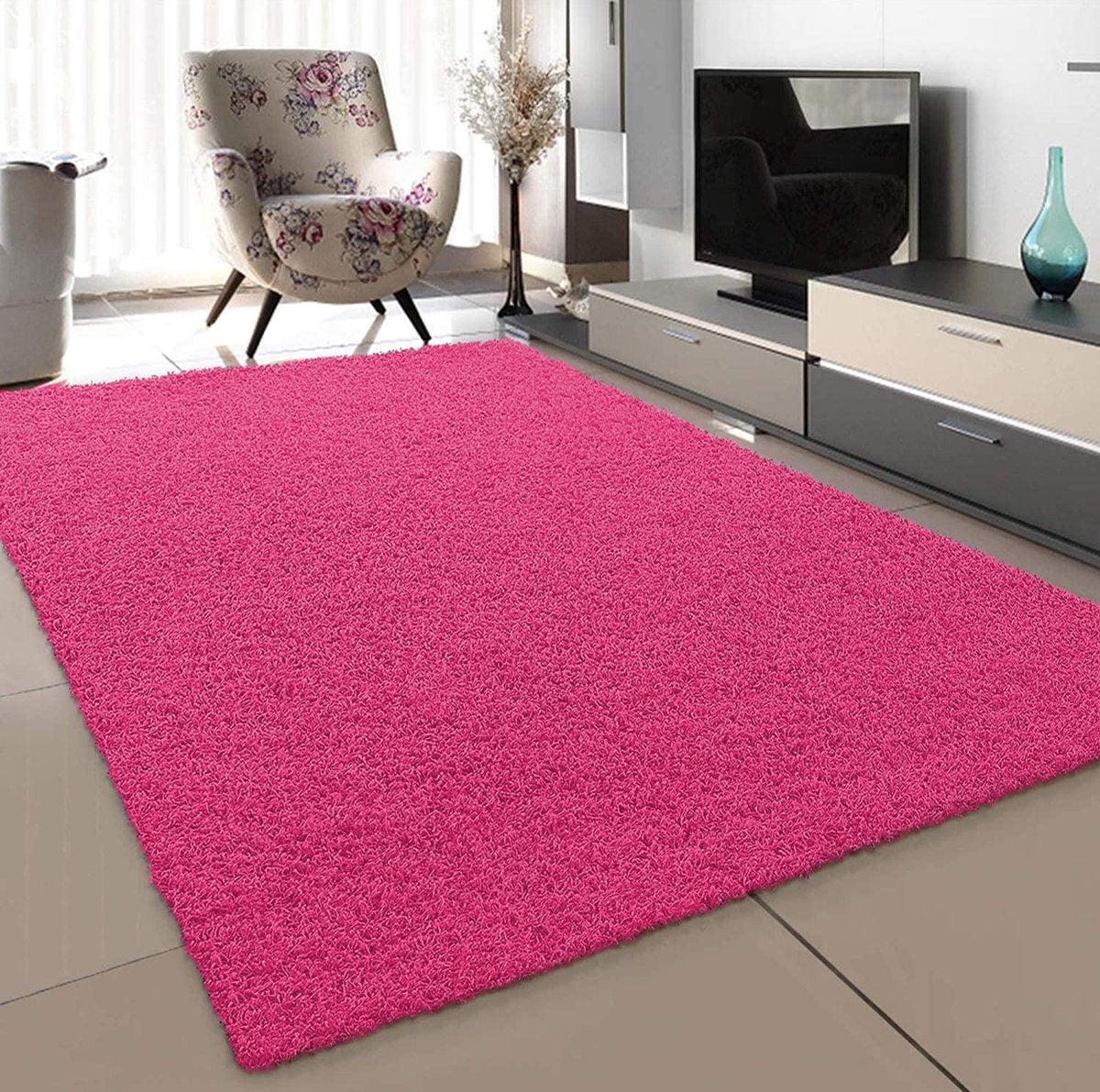 Loca Shaggy Vloerkleed Roze - 160x230 CM - Vloerkleed Hoogpolig - Tapijt Woonkamer, Slaapkamer