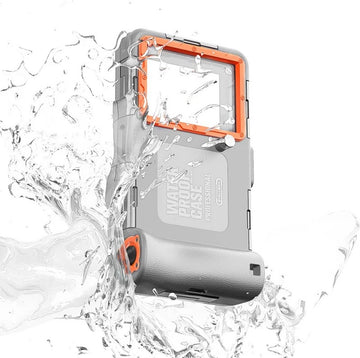 Waterdichte Telefoonhoes Universele Smartphone Duiken Cover - Zwemmen Snorkelen Onderwater - iPhone 14 Pro Max 13 11 Samsung S23 Ultra S22 S9 Huawei Google OnePlus Xiaomi Motorola - Grijs/ Oranje