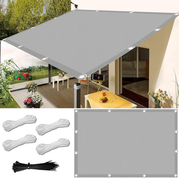 Zonnezeil, waterdicht, rechthoekig, 1,5 x 2 m, schaduwnet inclusief bevestigingskoord, zeildoek, waterdicht, zonwering, balkon, zonder boren, voor balkon, terras en tuin.