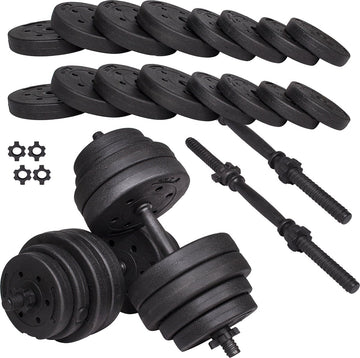 Springos Dumbbells | Gewichten set | Halterset | 16 gewichten | 30 kg | Zwart