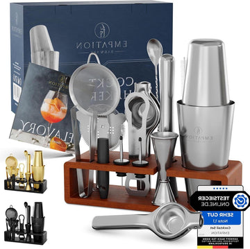 Boston Cocktail Set 825 ml Roestvrij Staal - Professionele Shaker Set met Stand en Receptenboek