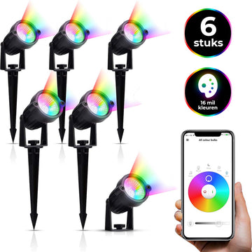 Bolt Electronics ®️ – Tuinverlichting LED buiten – Hanglamp buitenverlichting – Prikspot buitenlamp - RGB lamp – 6 stuks