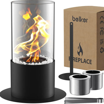 Luxe Tafelhaard - Tafelhaard - Bio-ethanol Tafelhaard - Tafelvuur met PU-pad - Decoratieve Stenen - Langere Brandtijd - Draagbare Bio-ethanol Haard - Kleine Open Haard - Binnen en Buiten