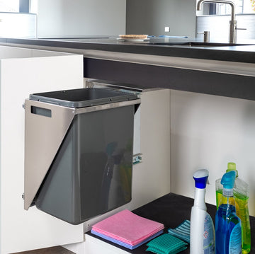 Eleganca Uittrekbare Afvalbak 20 Liter – Inbouw Prullenbak Afvalscheiding Wandmontage - RVS Frame - Professioneel - Geschikt vanaf Deurbreedte 30 cm – Antraciet