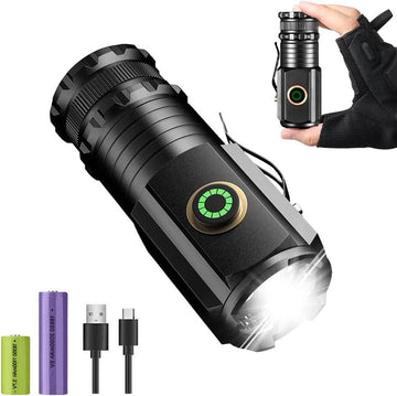3 led oplaadbare mini-zaklamp 5000 lumen tactisch-instelbare lengte-2 batterijen-5 lichtmodi-C-IPX6 waterdicht-kamperen-wandelen-visserij
