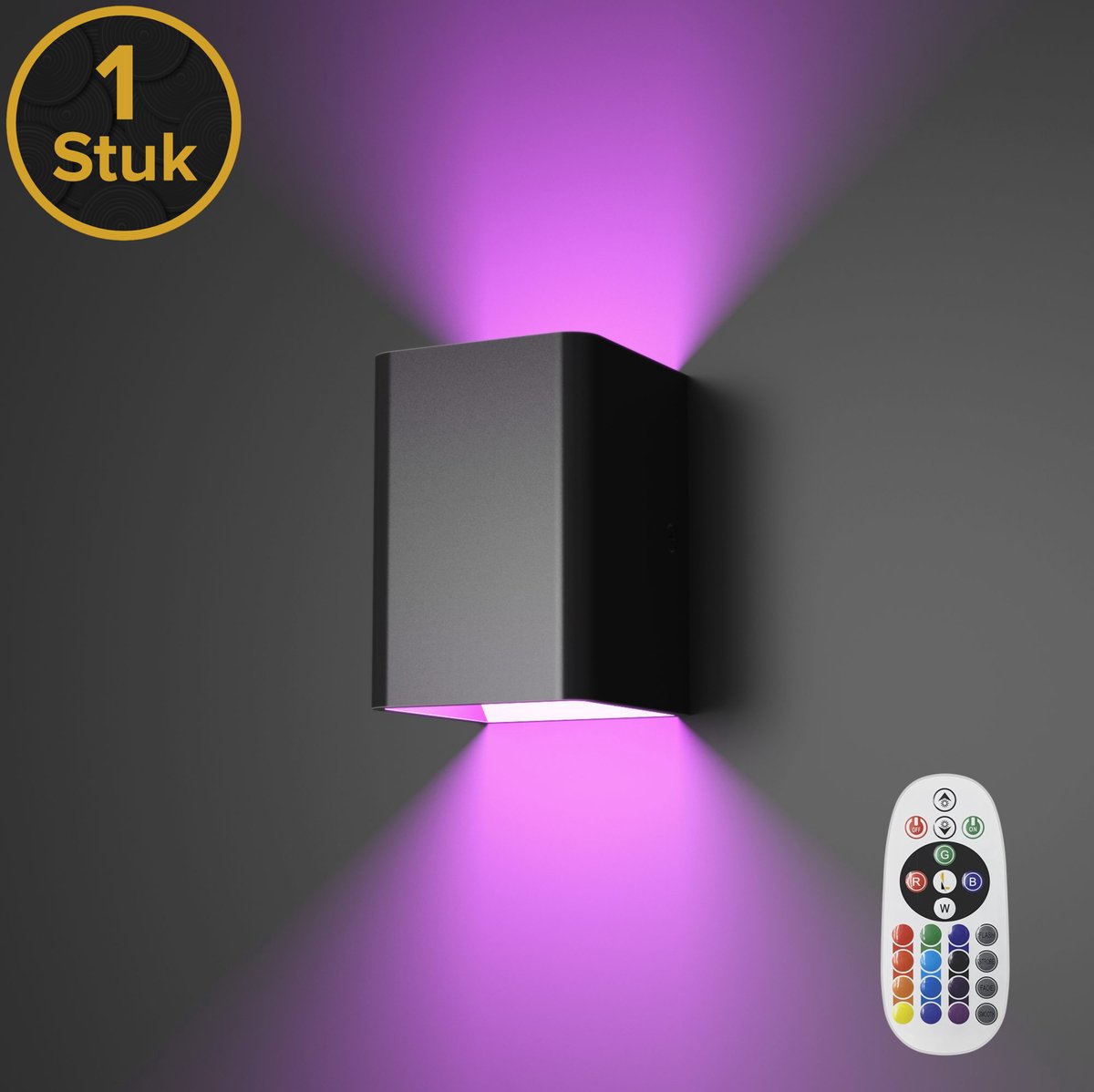 Realight RGB Wandlamp Dimbaar voor Binnen - Muurlamp als Sfeerverlichting - Industrieel Led Sfeerlamp in Woonkamer - Slaapkamer Nachtlampje voor Volwassenen - Schilderijverlichting - Zwart