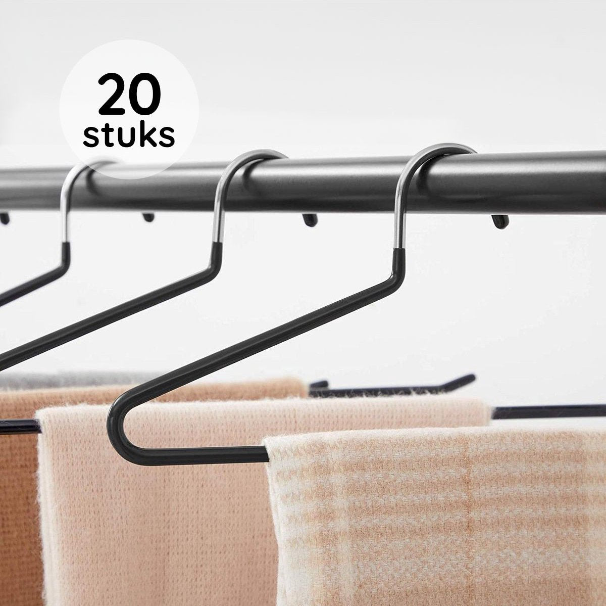 Eleganca luxe pantalonhangers 20 stuks - Broekhangers - 35.5x13.2cm - Luxe kledinghanger - Klerenhanger - Ruimtebesparend - Zwart - Stevig kunststof