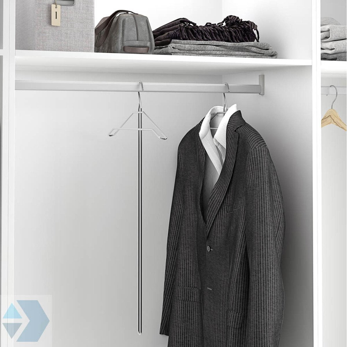 Eleganca luxe lange kledinghanger - kostuumhanger - stevig verchroomd metaal - kledingkasthanger - 1 stuk - 45x78.5 cm