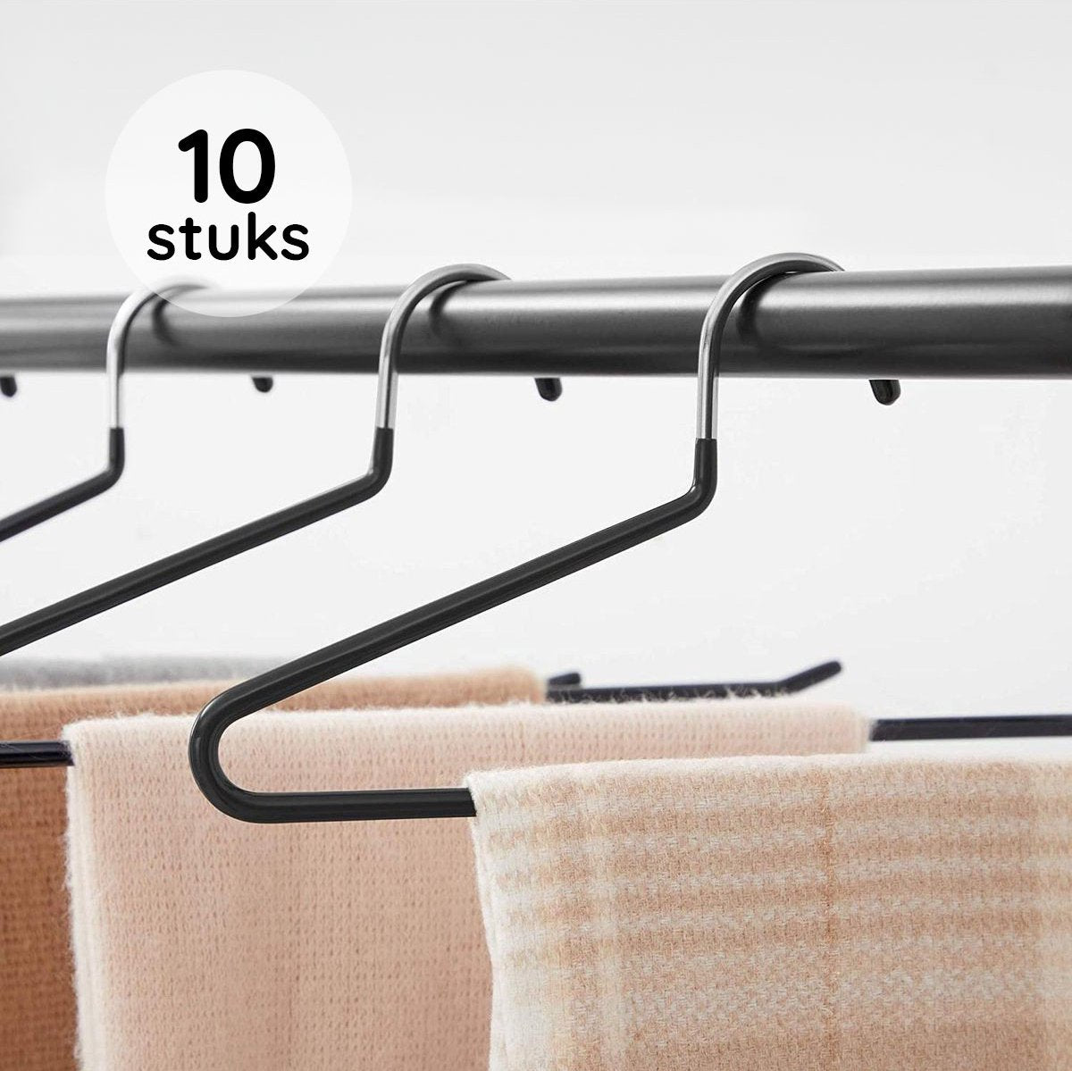 Eleganca luxe pantalonhangers 10 stuks - broekhangers - Luxe kledinghanger - klerenhanger - ruimtebesparend - zwart - stevig kunststof