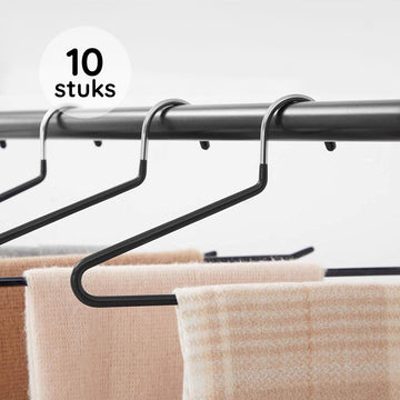 Eleganca luxe pantalonhangers 10 stuks - broekhangers - Luxe kledinghanger - klerenhanger - ruimtebesparend - zwart - stevig kunststof