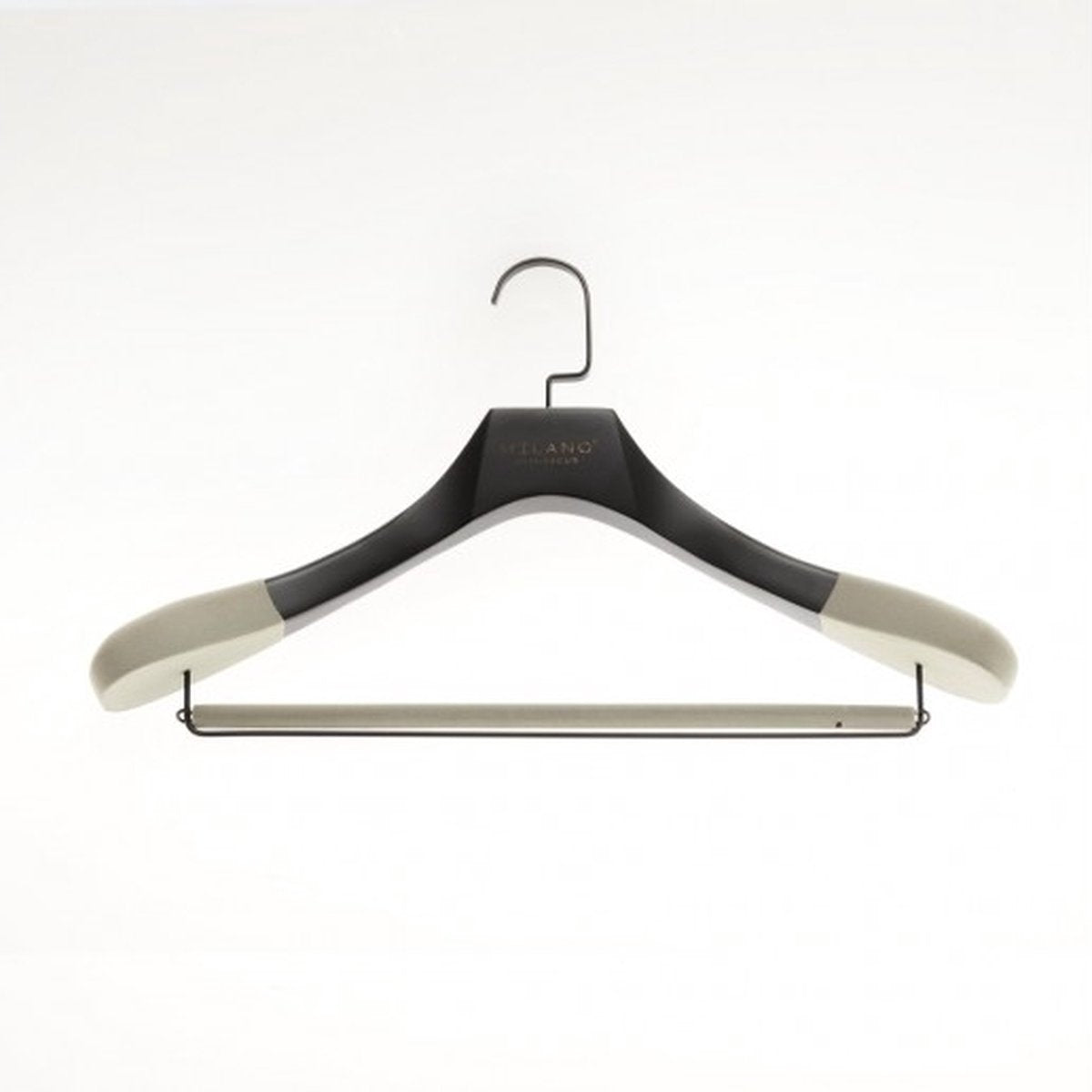 Milano Luxurious Kledinghanger met Broeklat – Kleerhangers – Kledinghangers Hout – Draaibare Zwarte Haak – Antislip – Antique Gelakt – Zwart