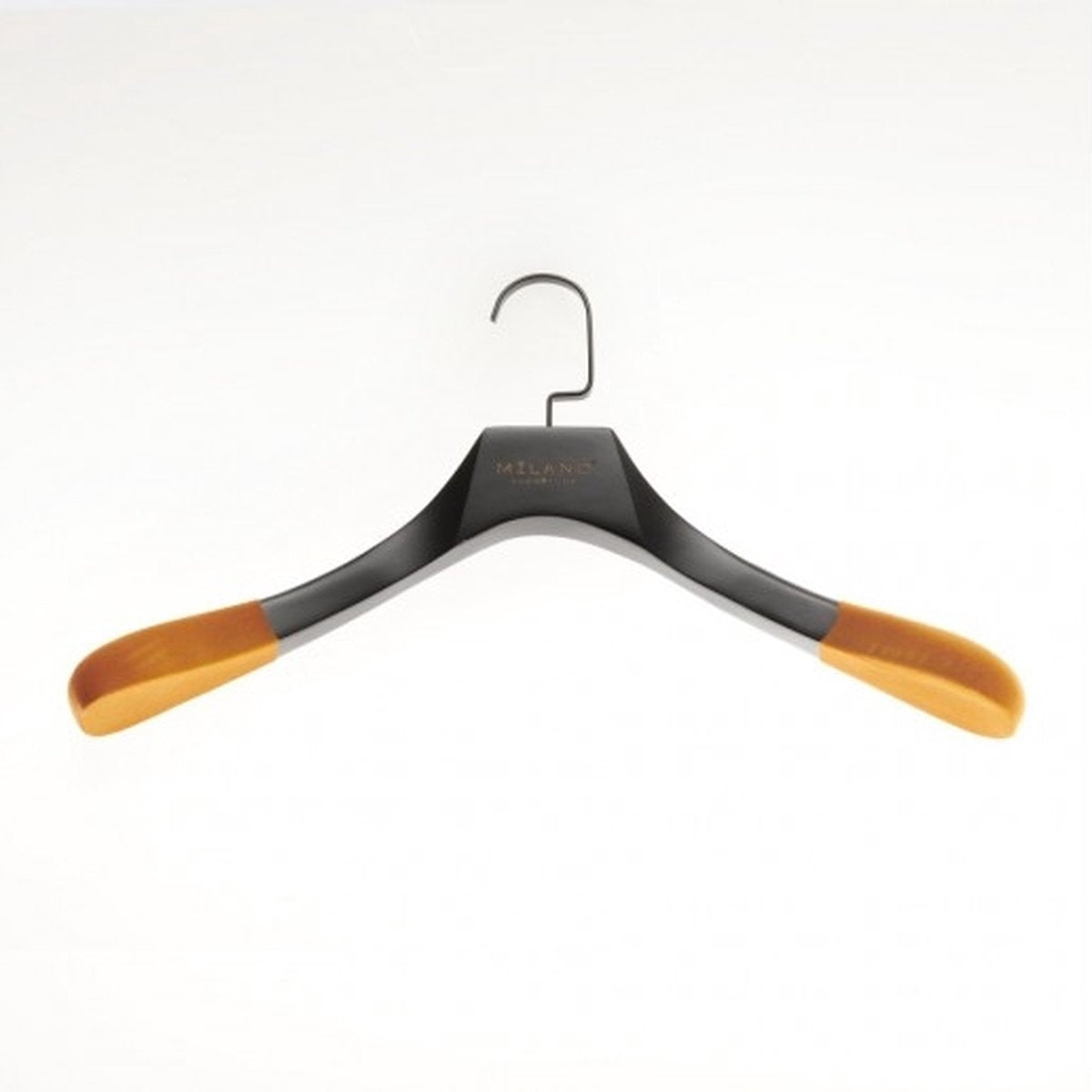 Milano Luxurious Kledinghanger – Kleerhangers – Kledinghangers Hout – Draaibare Zwarte Haak – Antislip – Antique Zwart Gelakt – Oranje