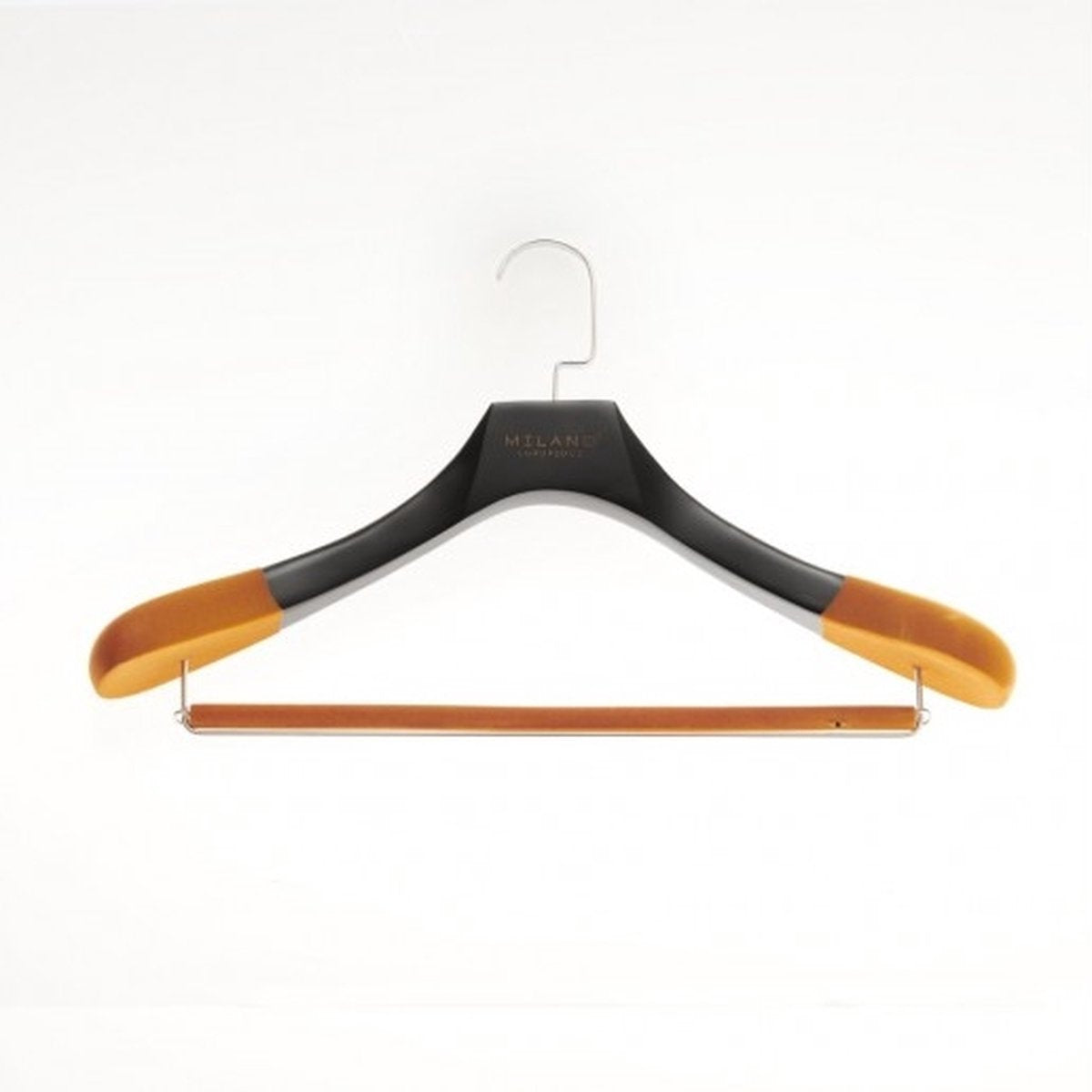 Milano Luxurious Kledinghanger met Broeklat – Kleerhangers – Kledinghangers Hout – Draaibare Chrome Haak – Antislip – Antique Gelakt – Oranje
