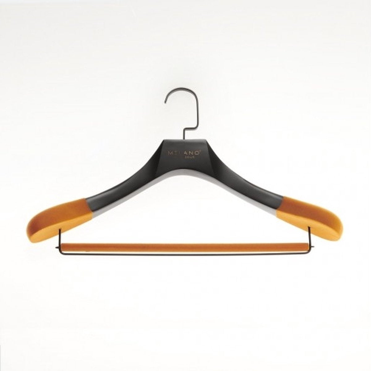 Milano Luxurious Kledinghanger met Broeklat – Kleerhangers – Kledinghangers Hout – Draaibare Zwarte Haak – Antislip – Antique Gelakt – Oranje