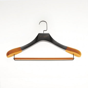 Milano Luxurious Kledinghanger met Broeklat – Kleerhangers – Kledinghangers Hout – Draaibare Zwarte Haak – Antislip – Antique Gelakt – Oranje