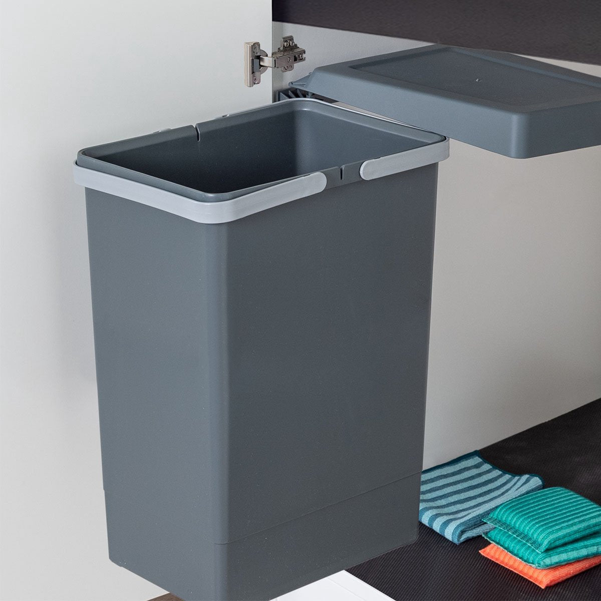 Eleganca Uitdraaibare Afvalbak 24 Liter – Inbouw Afvalemmer voor keukenkastjes - Inbouwvuilbak - Geschikt voor Deurbreedte vanaf 45 cm en Inbouwdiepte vanaf 28 cm – Antraciet