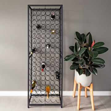 Eleganca Modern Wijnrek XL – 65 x 24 x 191 cm – Wijnmeubel – Ruimte voor 108 flessen – Metaal – Zwart