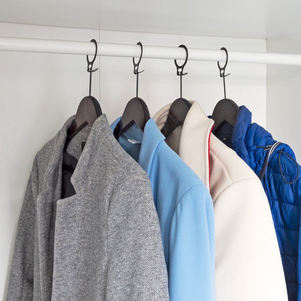 Eleganca luxe kleerhangers 5 stuks- vintage kleur- A kwaliteit behandeld hout - multifunctionele kledinghanger met anti diefstal ring - optimaal voor jassen en mantels