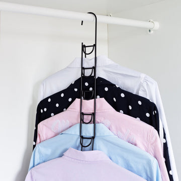 Eleganca luxe multi-functie kledinghanger 5in1 - optimaal voor ruimtebesparing - 5 laags - Kledinghanger ruimtebesparend - Ophangen van meerdere kledinghangers met kleding tegelijk - Zwart
