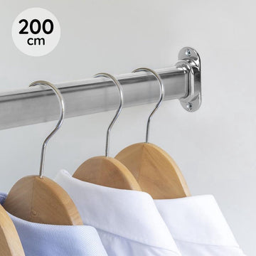 Eleganca Kledingstang 200 cm - Kledingroede - Extra stevig - Garderobestang – Kledingstang - Inclusief kastroededragers en schroeven - Chroom
