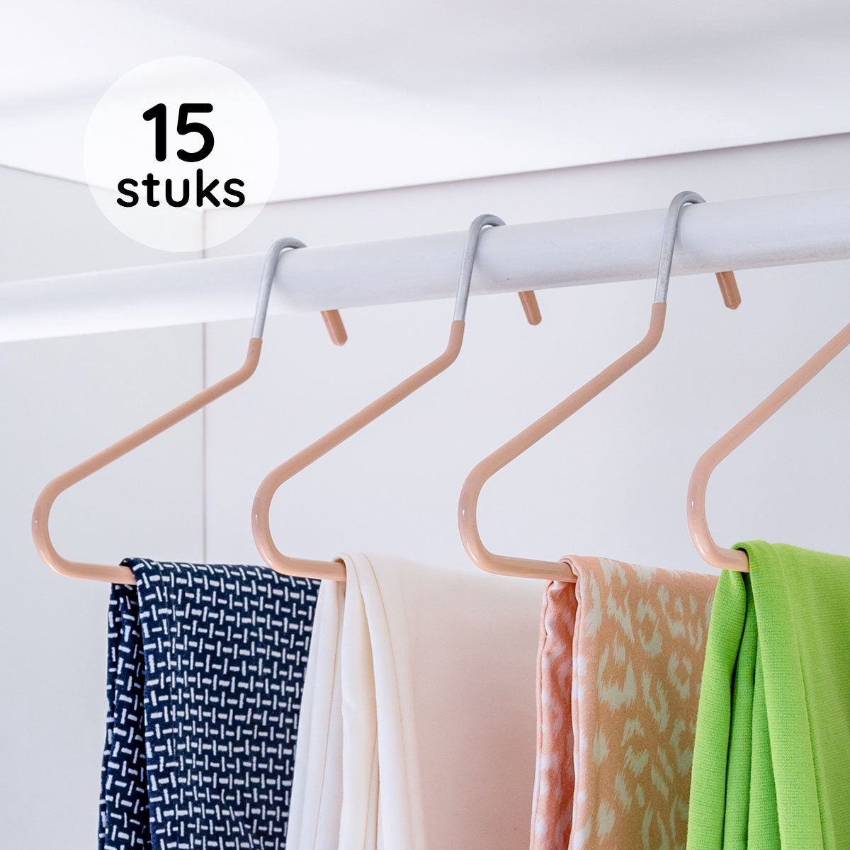 Eleganca Luxe pantalonhangers 15 stuks - Broekhangers - 35.5 x 13.2 cm - Luxe kledinghanger - Klerenhanger - Ruimtebesparend - Stevig Kunststof - Abricot