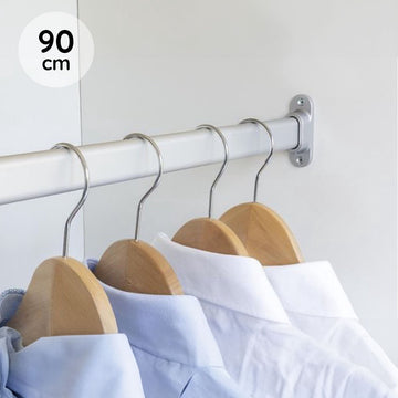 Eleganca kledingstang 90 cm - kledingroede - extra stevig aluminium - ophangen van kleding - inclusief kastroededragers en schroeven