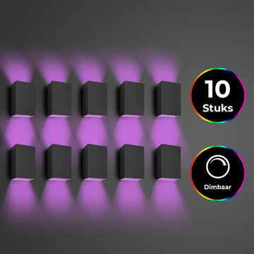 Bolt Electronics® – Wandlamp binnen – RGB – LED verlichting – Bedlamp - Zwart - 10 stuks