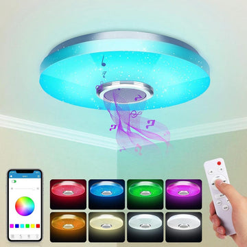 Badkamer Plafondlamp - Badkamerlamp Plafond 36 W led plafondlamp bluetooth luidspreker afstandsbediening app bediening RGBW kleurverandering slaapkamer keuken badkamer kinderkamer woonkamer diameter 30 cm