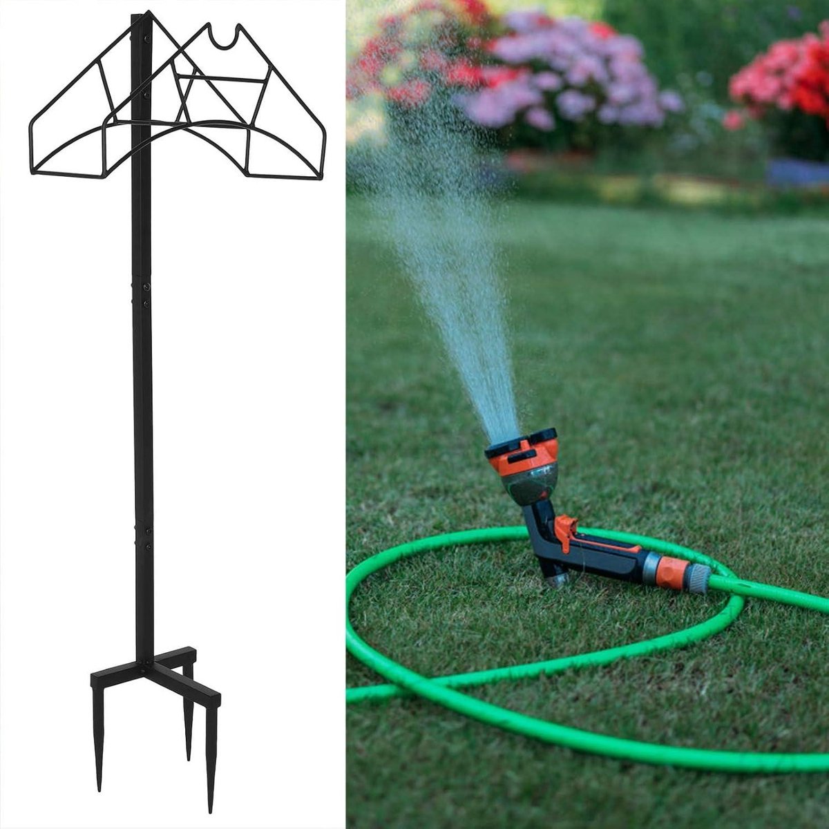Tuinslanghouder verticaal - 39 x 1095 x 17 cm - draagvermogen 50 kg - gereedschapshouder. Tuinslang haspel