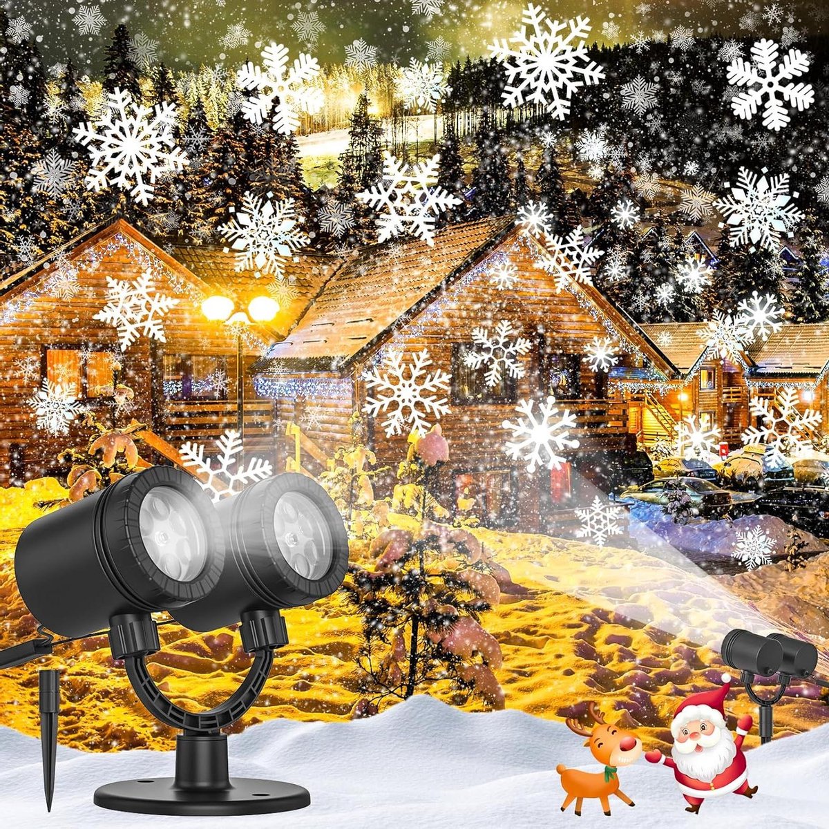 Kerst decoratie buiten SneeuwFlake Projector Lights Outdoor Led Sneeuwval Projectie Lichten Waterdicht voor Kerst Decoraties - LL-049-03