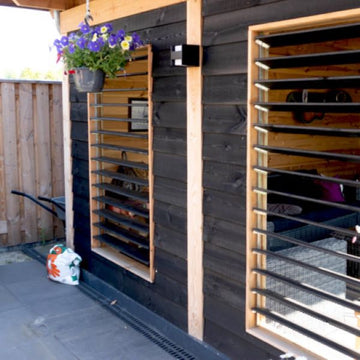 Flex fence draaibare lamellen - 95 cm - zwart RVS - 2 stuks