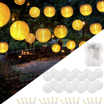Lampion lichtketting op batterijen warmwit 20 leds lantaarns voor buiten 6 m - lichtketting voor binnen - balkon lichtketting lampions buiten weerbestendig - balkondecoratie - geen