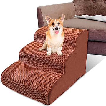 Hondentrap - 40 cm hoog – 3 Treden – Sterk – Design - trap hond - hondentrapje voor honden - opstapje hond - hondenloopplank