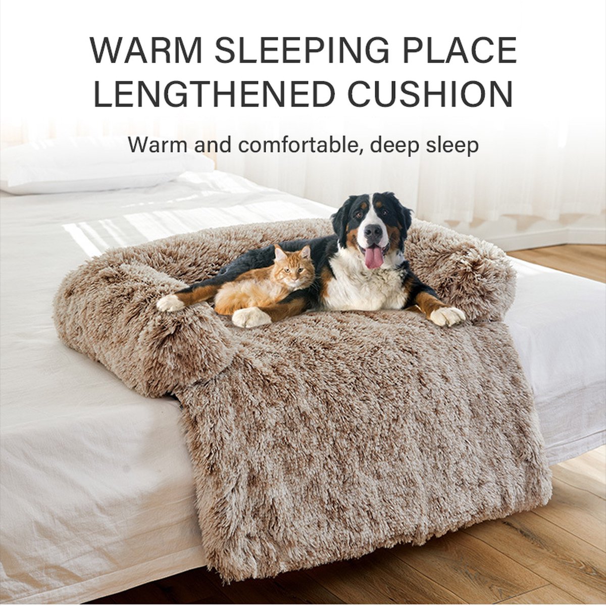 Zachte pluche hondenmat bank, kalmerend hondenbed, ultra zacht bont huisdierbedden, zachte wasbare pad deken kussen meubelhoes, beschermer, huisdierbed voor honden en katte, 102x90 cm