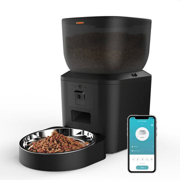PetFeeder - Automatische voerbak kat - Voerautomaat Kat - Voerdispenser Kat - Met Full HD Camera - Kat + Hond - Petcam - Zwart