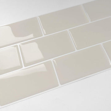 Bruin Crème 3D Vinyl Muur Tegel Sticker | Dikker Zelfklevend Waterdicht | Keuken Badkamer | 12"x6" | 10 Vel