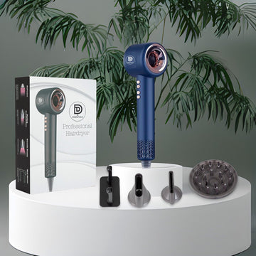 Super hair dryer - Föhn met diffuser - Ionische haardroger - Krullen - Blauw