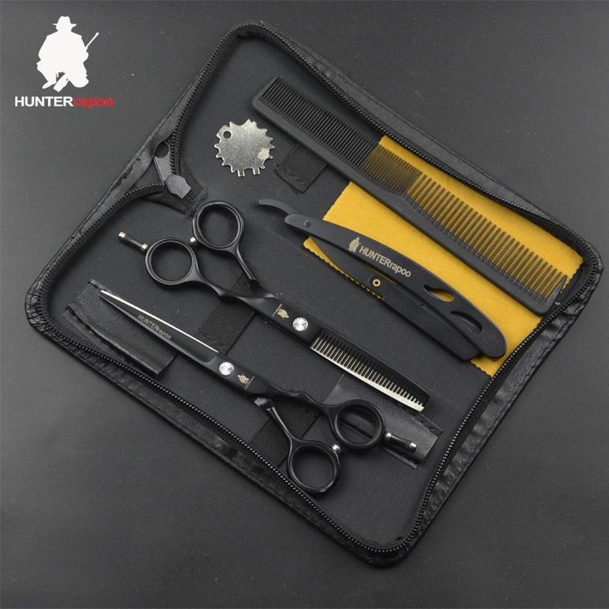 Kappersschaar 6 inch Hoogwaardige Kwaliteit Stainless Steel + Missan Kam Set – Schaar Kapper – Uitdunschaar / Effileerschaar / Kapperschaar – Met Kam & Mes