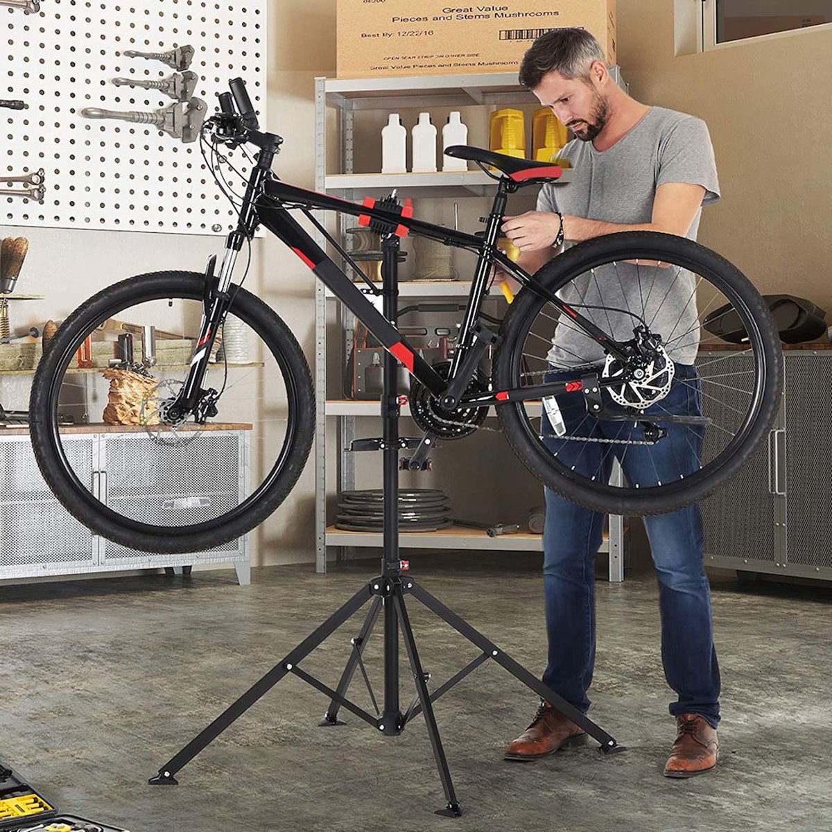 Montagestandaard Fiets - 360° Draaibaar - Verstelbaar - Gereedschapsbakje - Stuurhouder - Montage reparatie standaard