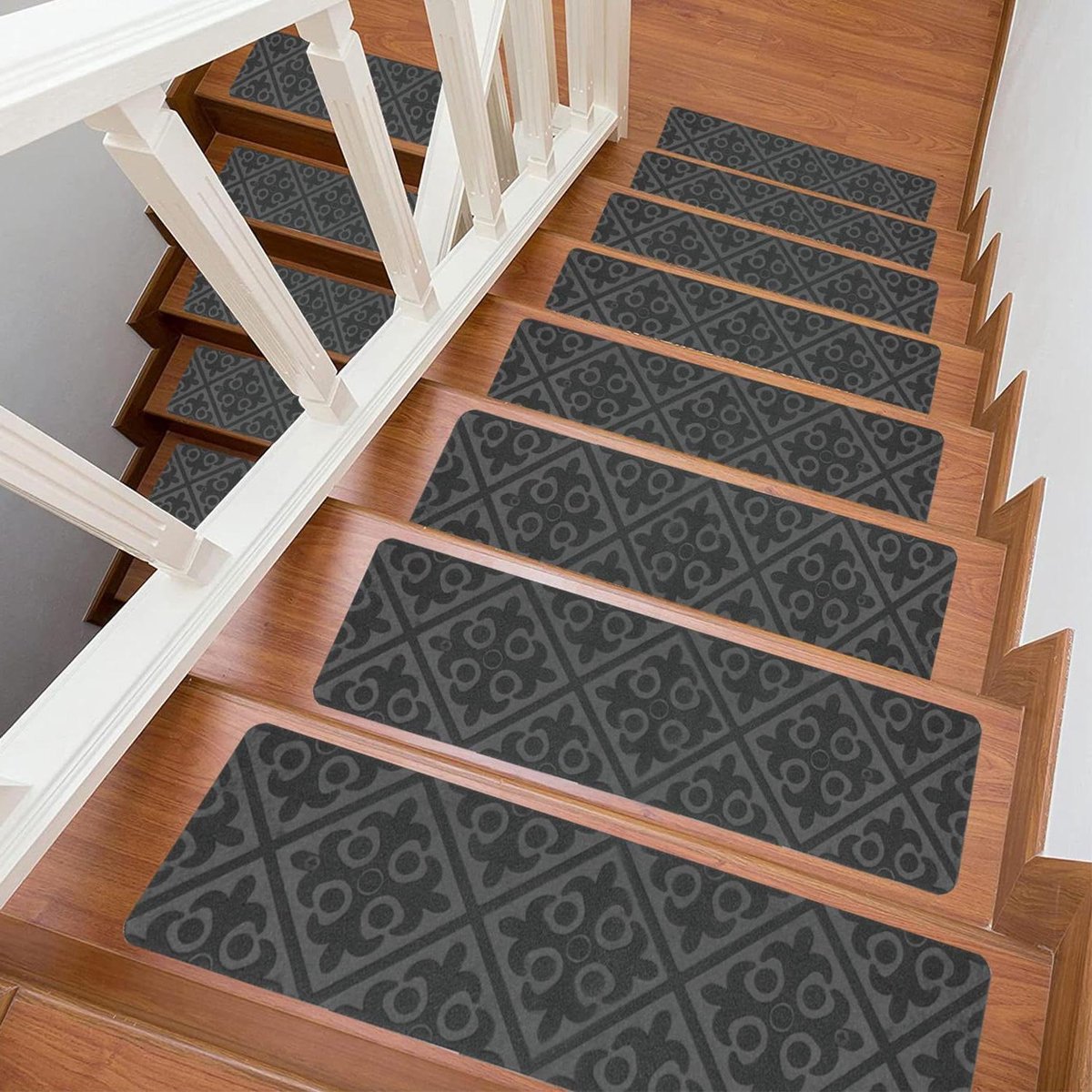 15 stuks trapmatten antislip grijs 76 x 20 cm - zelfklevende traptreden - trappentapijt - SHACOS - binnentrapkussens - vloerbescherming - binnentrappendecoratie
