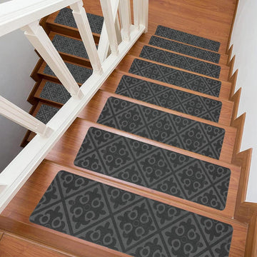 15 stuks trapmatten antislip grijs 76 x 20 cm - zelfklevende traptreden - trappentapijt - SHACOS - binnentrapkussens - vloerbescherming - binnentrappendecoratie